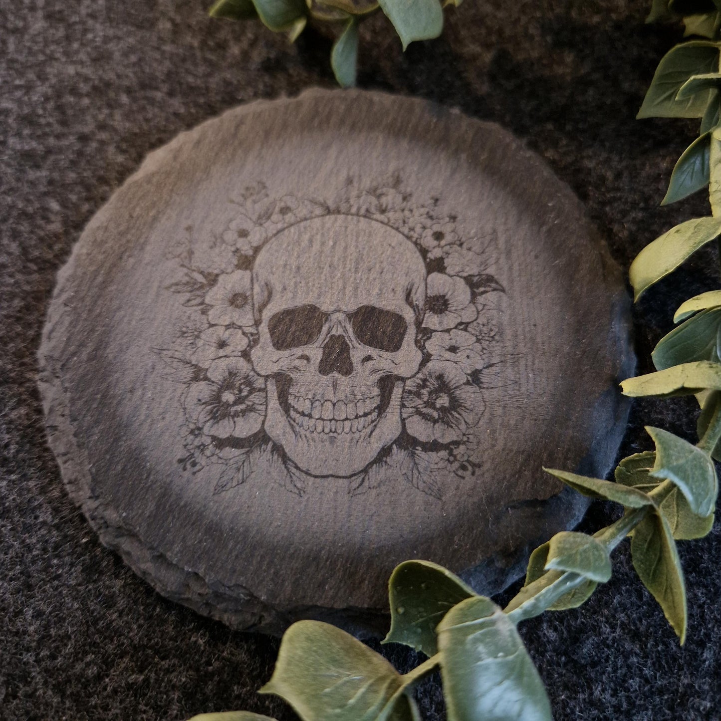 Skull and Flowers Design Coaster