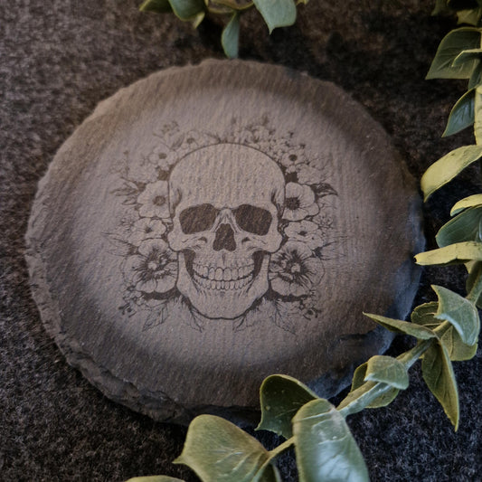 Skull and Flowers Design Coaster