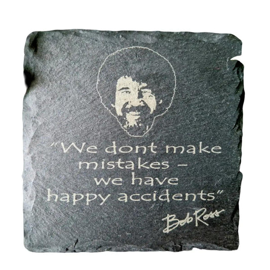 Bob Ross Inspired Slate Coaster