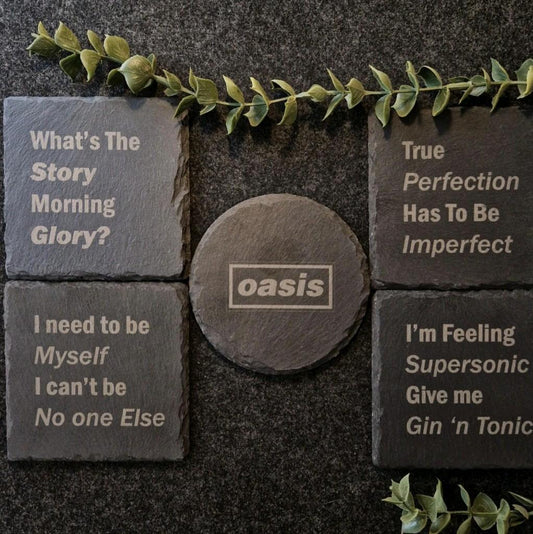 Set of Oasis Inspired Slate Coasters