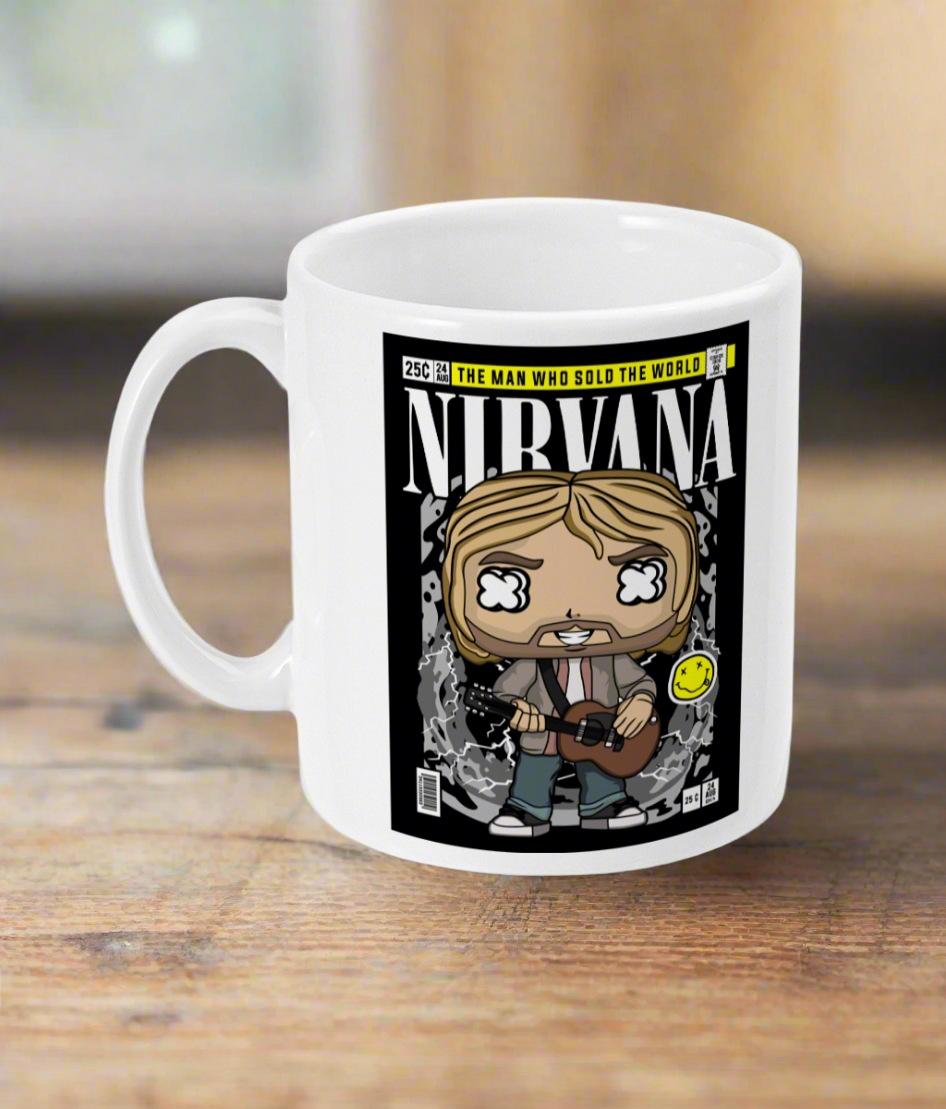 11oz Mug Nirvana Kurt Cobain Acoustic Funko Inspired Tea Coffee Gift