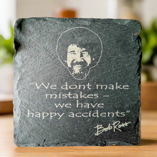 Bob Ross Inspired Slate Coaster
